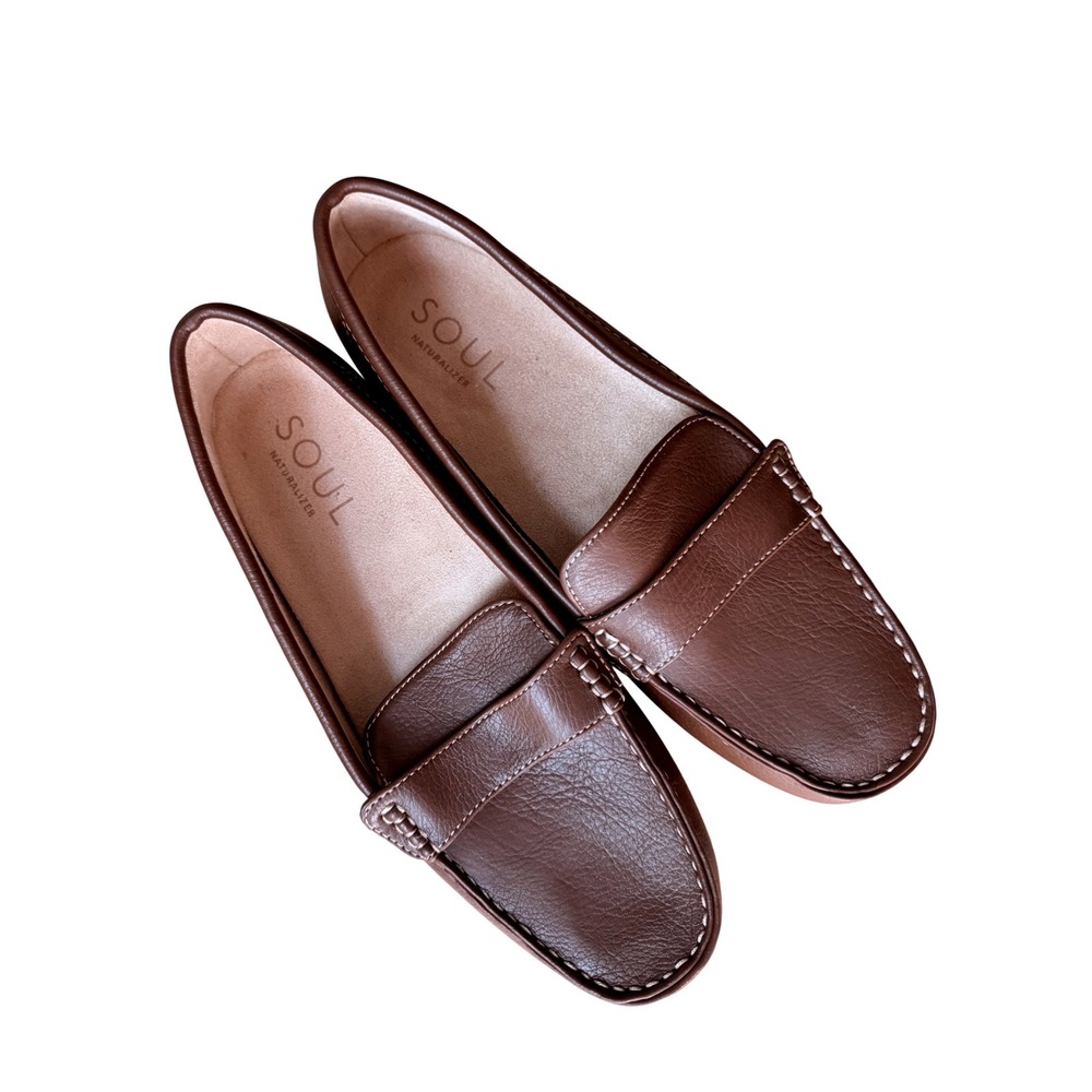 SOUL Naturalizer Seven Brown Penny Loafers Womens 11W Wide Slip On Shoes